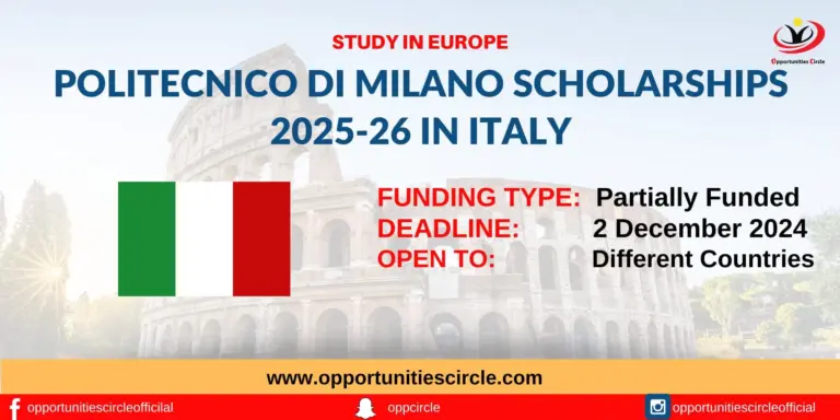 Politecnico di Milano Scholarships 2025-26 in Italy