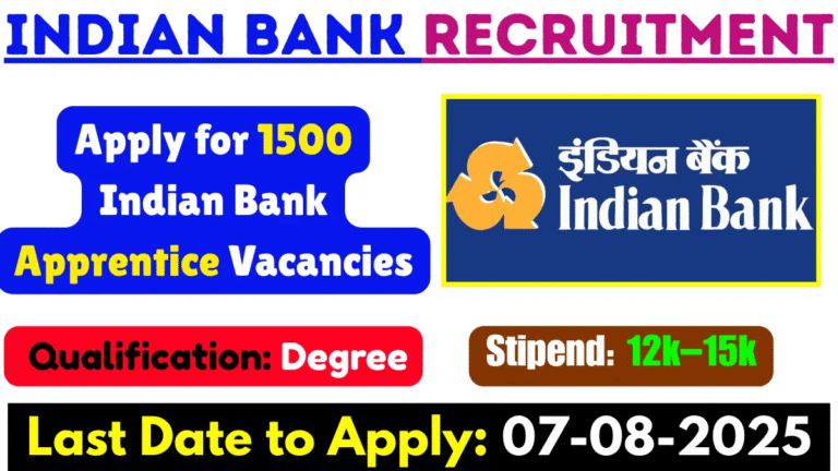 Indian Bank Apprentice Recruitment 2025 – Apply Online for 1500 Vacancies